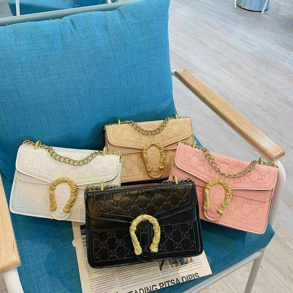 Túi xách cao cấp koa boutique, túi đeo chéo gc đầu rồng xích thời trang QB0990