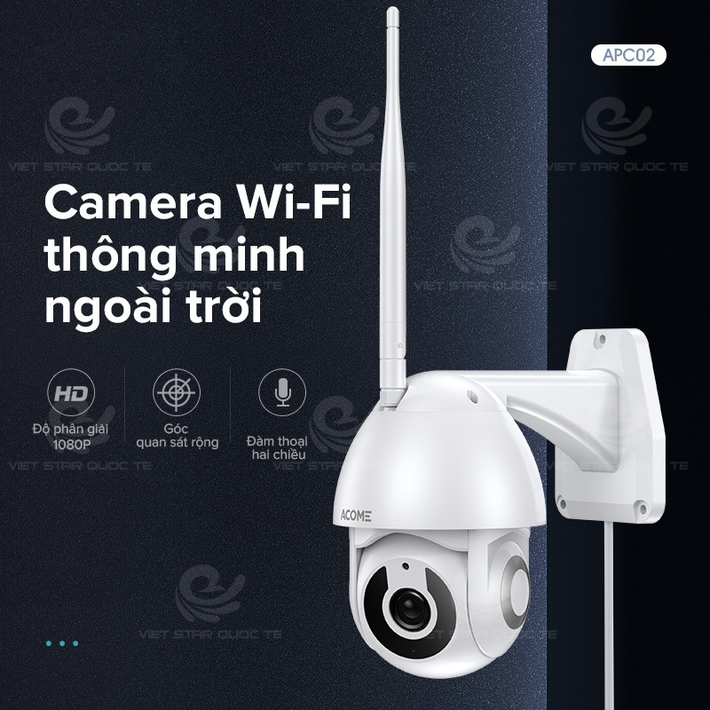 Camera Wifi Thông Minh Ngoài Trời ACOME, Độ Phân Giải 1080P, Dùng APP ACOME IOT - Hàng Chính Hãng