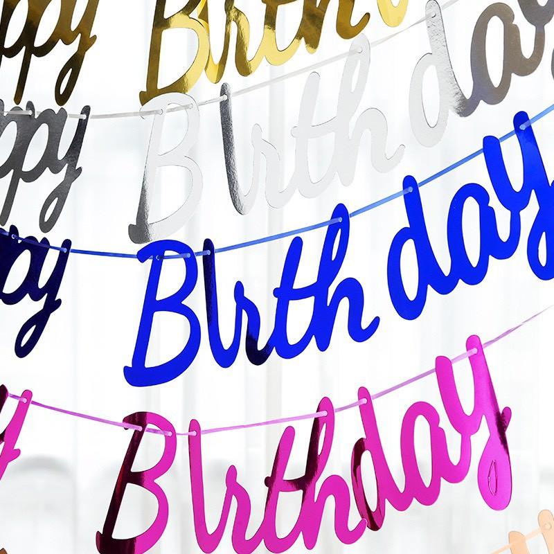 Dây Chữ Happy Birthday Ánh Kim Trang Trí Tiệc Sinh Nhật Bé Trai,Bé Gái,Người Lớn BB59