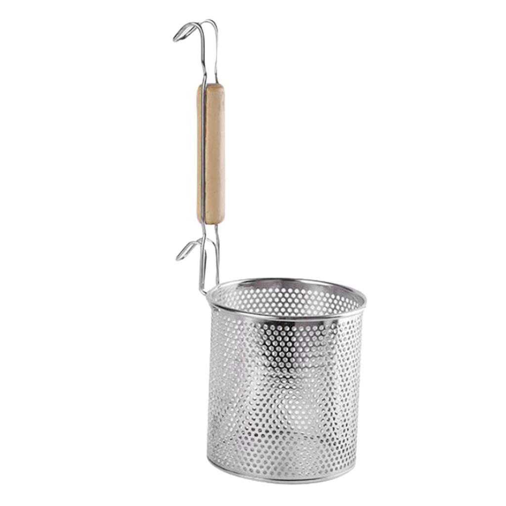 2x Noodle Strainer with Hook, Stainless Steel, Deep Fry Basket