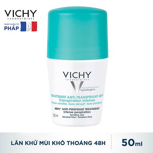 Lăn Khử Mùi Vichy Ngăn Mồ Hôi Giữ Khô Thoáng Suốt 48h Traitement Anti- Transpirant 50ml