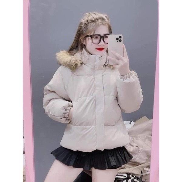 Áo Khoác Phao Mũ Lông Form Rộng, Áo Phao Nữ Đại Hàn Ulzzang