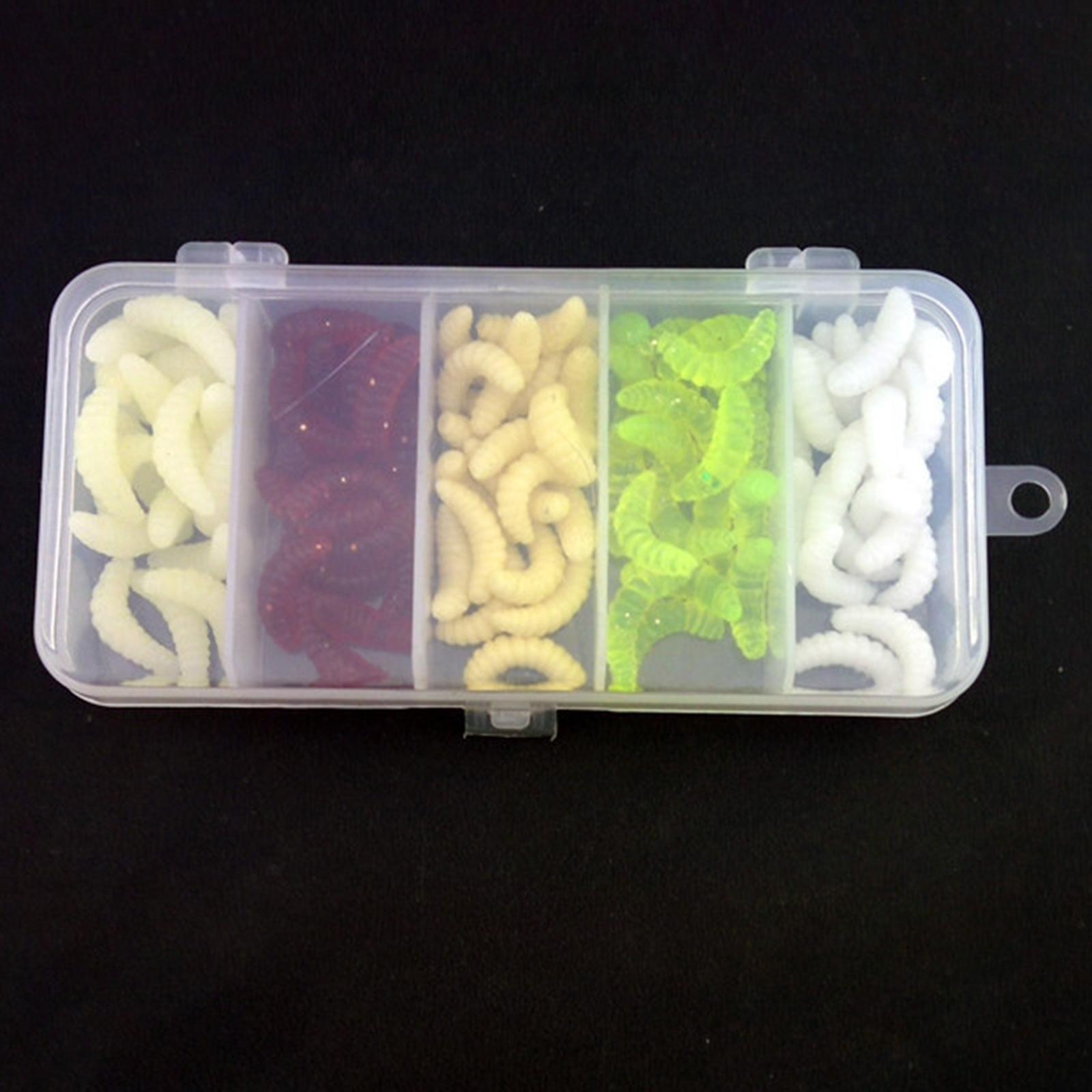 100pcs Worms Bait Soft Fishing Lure Maggots Bass Crankbait Tackle Wobbler