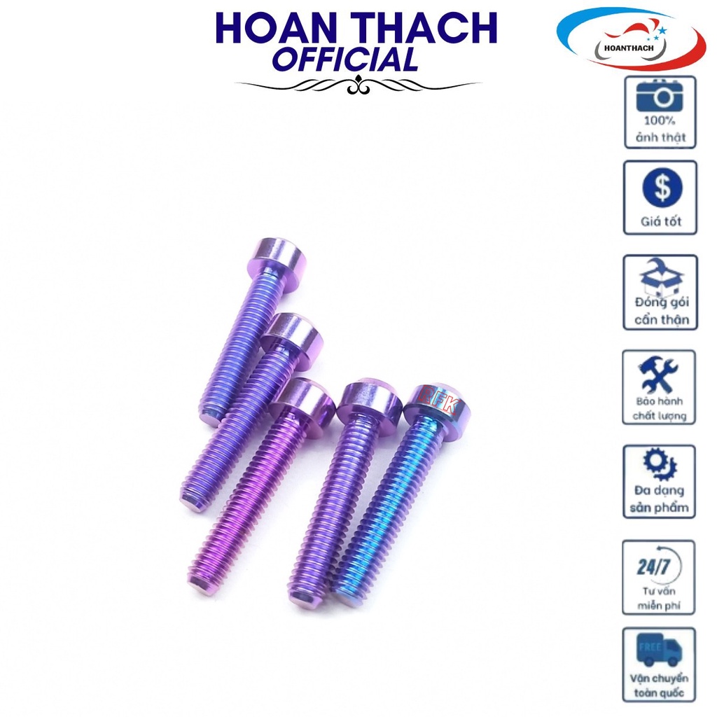 Ốc Gr5 Titan 6L25 Trụ Tím gắn cho nhiều dòng xe SP010572 (giá 1 con)