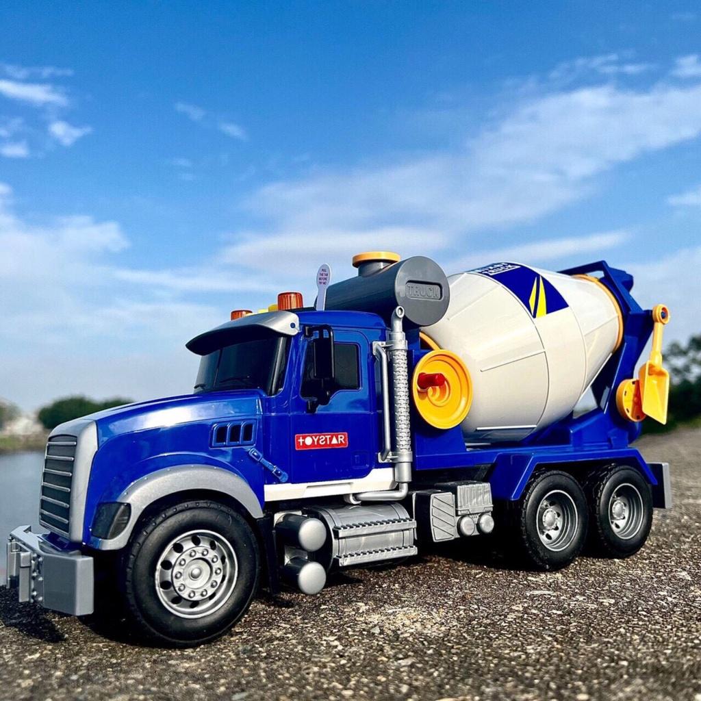 HÀNG LOẠI 1 LỐP CAO SU XE TRỘN BÊ TÔNG CỠ ĐẠI CAO CẤP MIXER TRUCK TOYSTAR CÓ ĐÈN, ÂM THANH, XOAY BỒN CHO BÉ