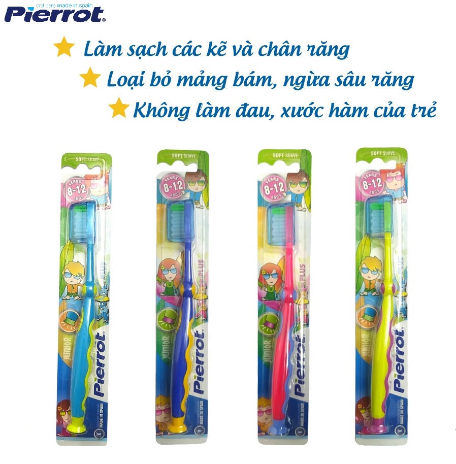 Bàn chải đánh răng trẻ em siêu mềm PIERROT JUNIOR PLUS