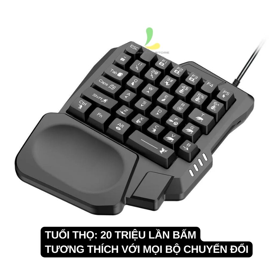 Bàn phím giả cơ một tay Nuos K13 - 6 chế độ đèn Led - Tương thích với mọi bộ chuyển đổi - Hàng Nhập Khẩu