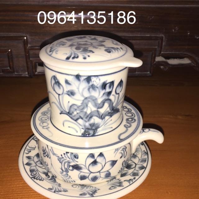 Bộ phin cà phê vẽ mai sen