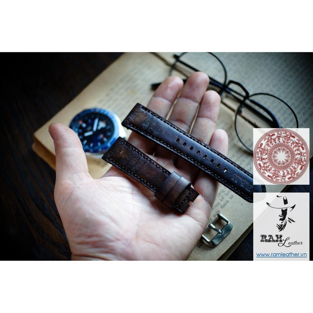 DÂY ĐÒNG HỒ TRỐNG ĐỒ DA BÒ Ý VEGTAN SOCOLA - HÀNG CHÍNH HÃNG