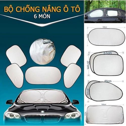 Bộ 6 tấm bạt che nắng cửa sổ kính lái ô tô CÓ TÚI ĐỰNG