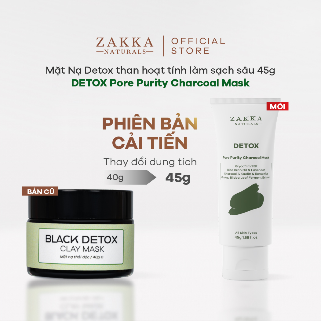 Mặt Nạ Detox Zakka Naturals than hoạt tính làm sạch sâu Detox Pore Purity Charcoal Mask 45g