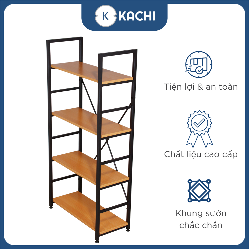 Kệ Gỗ Chân Sắt 4 Tầng Kachi MK244 (60 × 124CM)