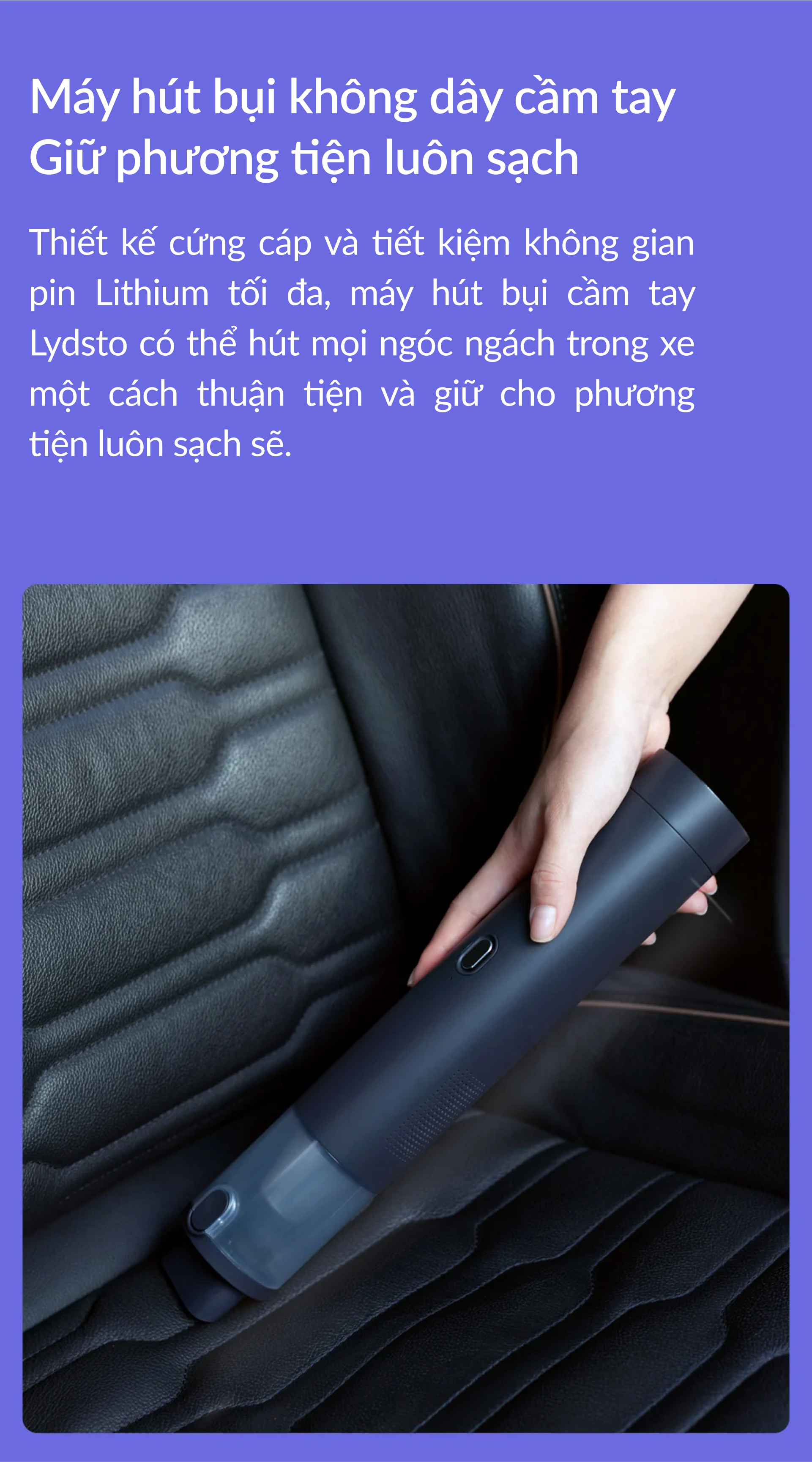 Hút bụi càm tay có tích hợp kích bình Lydsto YM-XCYJDY02 công suất 10000Pa dễ sử dụng tiện lợi - Hàng chính hãng