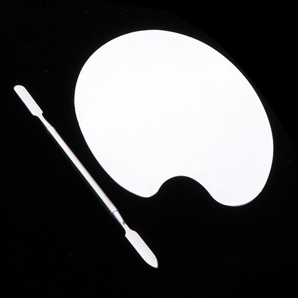 4 Makeup Cosmetic Nail Art Mixing Paint Palette Stainless Spatula Tray Tools