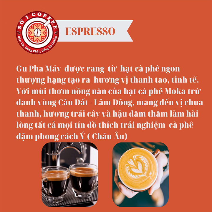 [SỐ 1 COFFEE] Cà Phê Nguyên Chất ESPRESSO Pha Máy Từ Những Hạt Cà Phê Ngon Thượng Hạng, Sạch 100% Vị Thanh Tao, Tinh Tế, Đạt Tiêu Chuẩn Xuất Khẩu - Túi  500gam