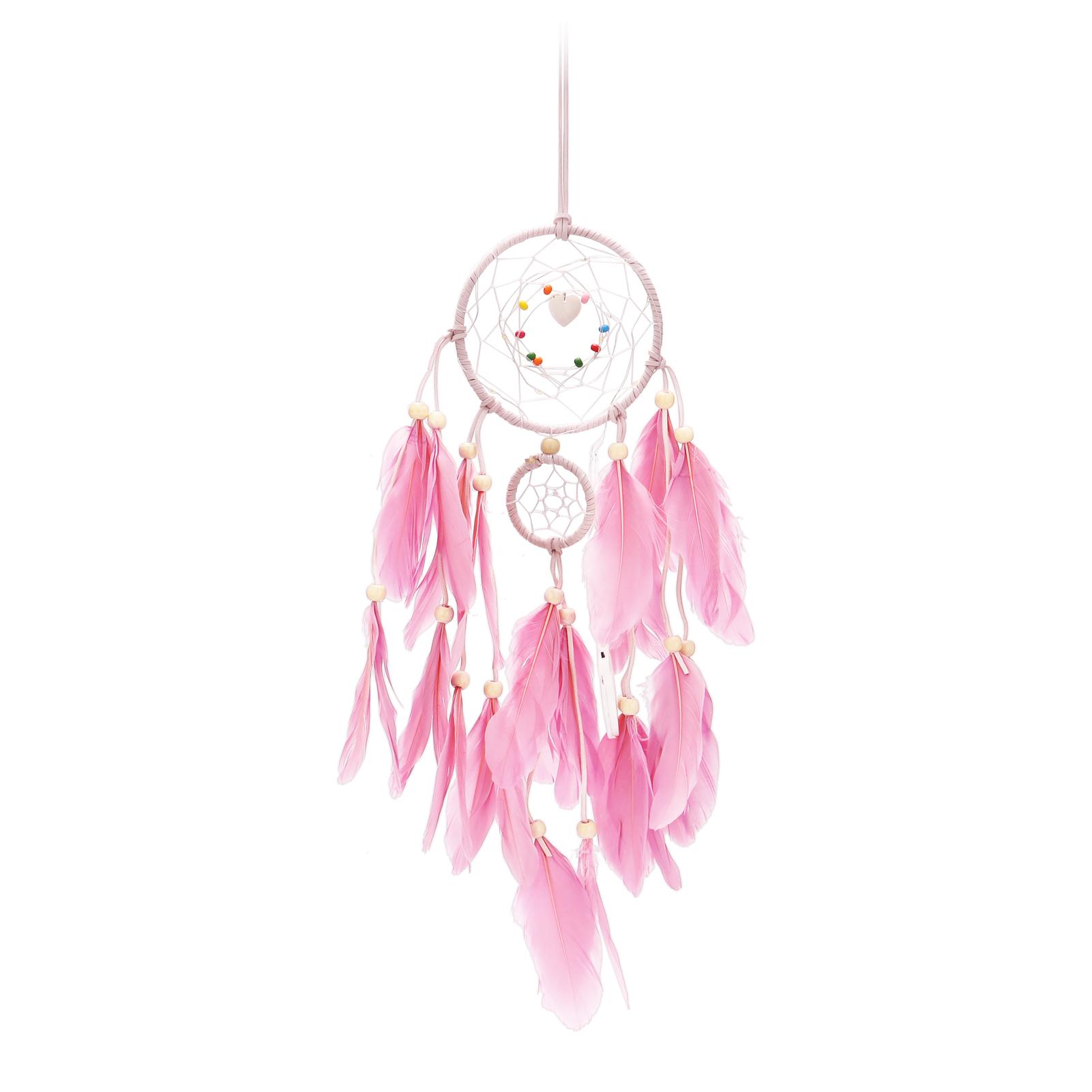 Dream catcher handmade có đèn led treo tường trang trí phòng và nhiếp ảnh