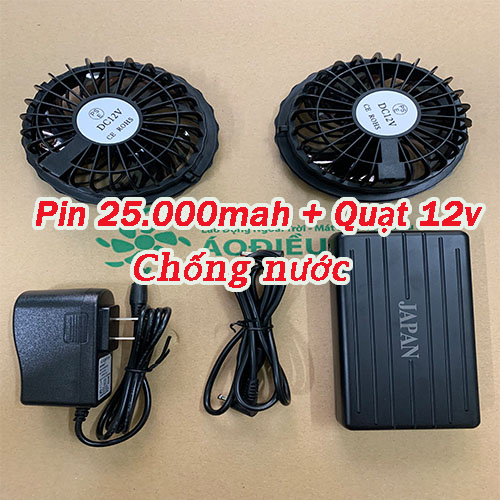 [ PIN 25.000MAH + QUẠT 12V ] Áo điều hòa chính hãng Nhật bản + Tặng 2 túi đá khô