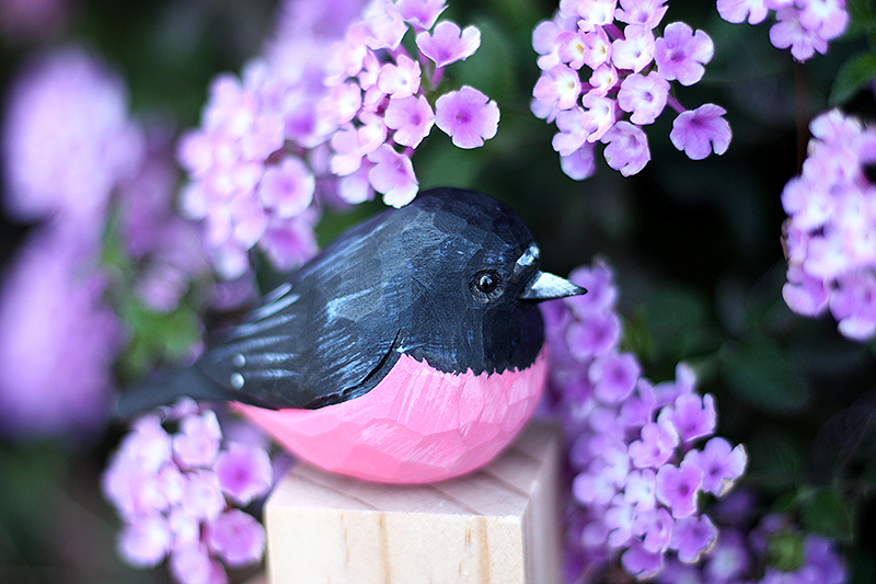 Tượng Chim Gỗ Pink Robin