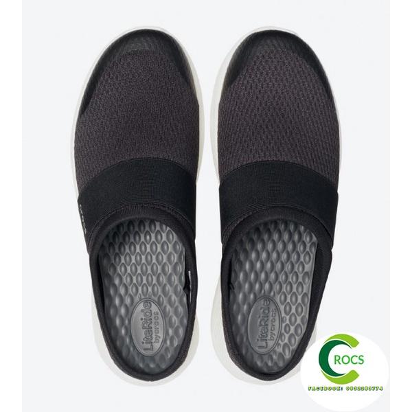 Giày lười vải lưới chống hôi chân -Croslite-Literide-Mesh mule cho nam màu đen