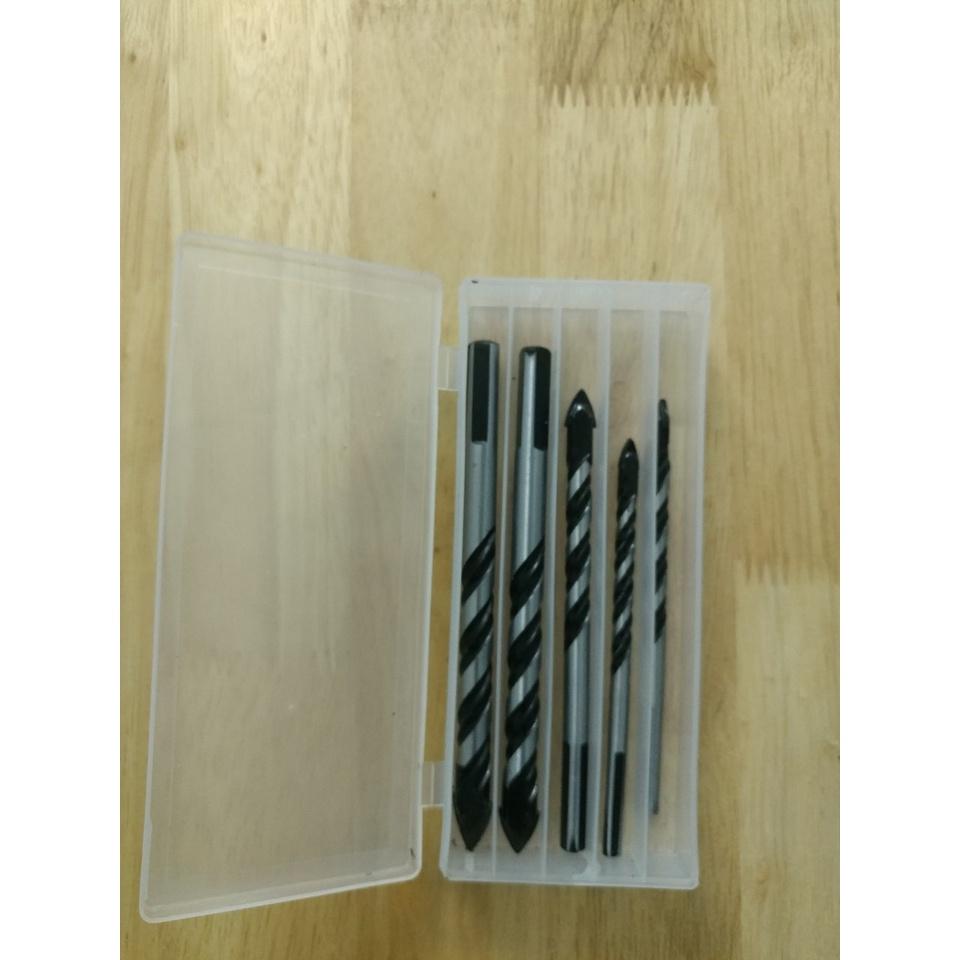 BỘ MŨI KHOAN 5 MŨI ĐA NĂNG KHOAN TƯỜNG KÍNH NGÓI CỰC NGỌT ÊM