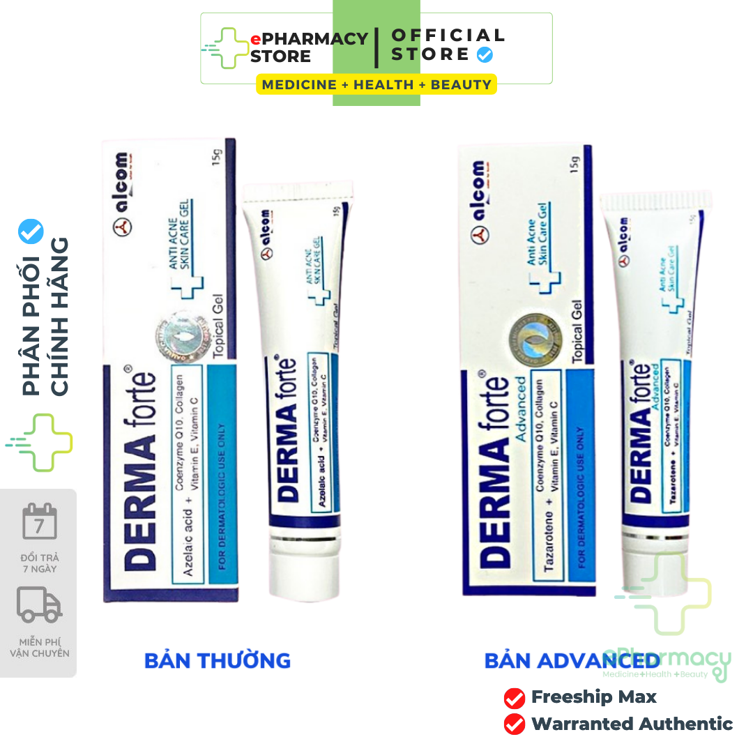 DERMA FORTE ADVANCED Gel Tazarotene giảm mụn, ngừa thâm, mờ sẹo Gamma Chemicals 15g