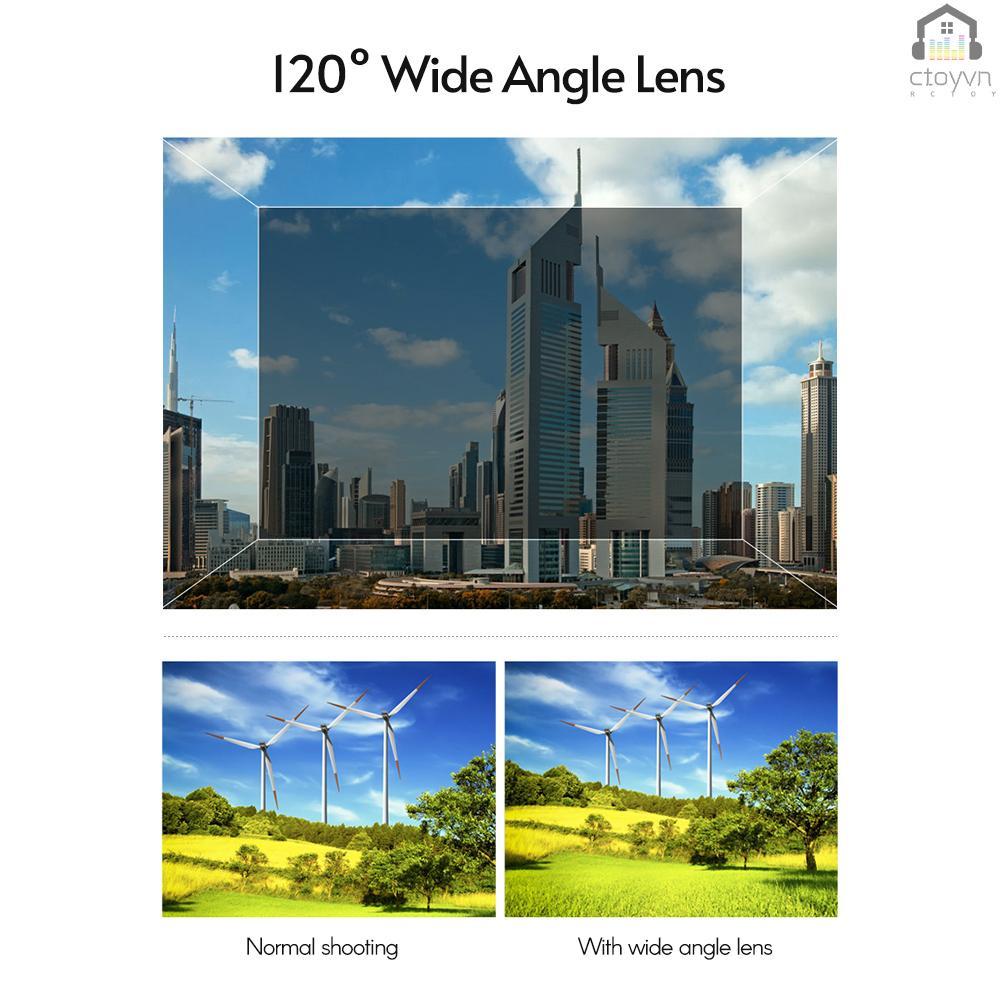 Bộ ống kính máy ảnh điện thoại 4 trong 1 180 Fisheye góc rộng 120x 2.0X kèm túi đựng bằng vải EVA