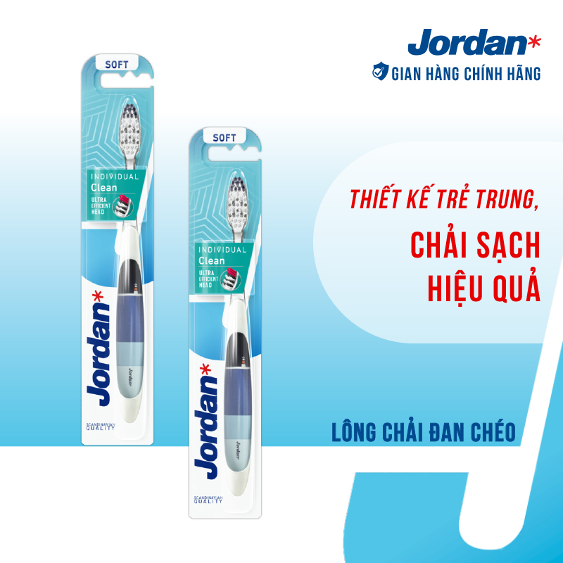[Combo 2 chiếc] Bàn chải đánh răng Jordan Individual Clean (nhiều màu)