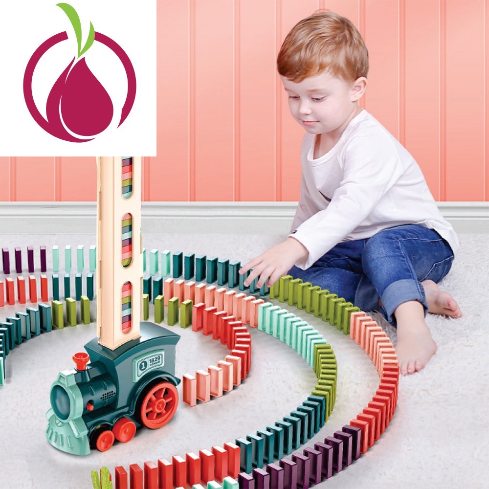 Đồ chơi lắp ráp, sáng tạo - Bộ Tàu Xe lửa Domino_Train, Tào hỏa thả domino có nhạc, trò chơi xếp hình cho bé Hàng chính hãng