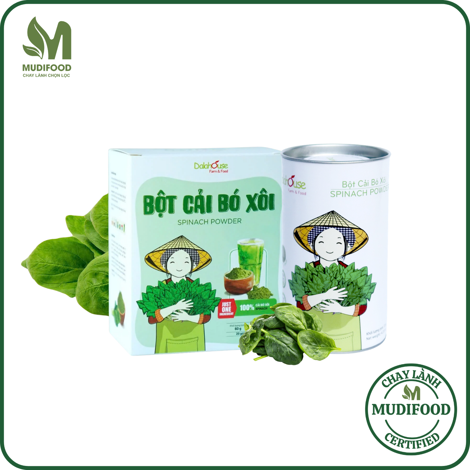 Bột Cải Bó Xôi Hữu Cơ Nguyên Chất Sấy Lạnh Dalahouse – Phòng Chống Tiểu Đường, Bổ Máu, Hỗ Trợ Táo Bón, Bài Tiết Tốt, Bảo Vệ Tim Mạch, Giúp Xương Chắc Khỏe, Giảm Nguy Cơ Ung Thư Buồng Trứng, Phòng Ngừa Ung Thư Tiền Liệt Tuyến, Bảo Vệ Mắt, Hạn Chế Béo Phì – Hộp 20 gói 3g