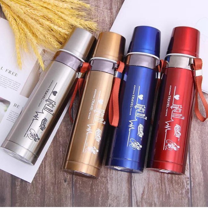 Bình Giữ Nhiệt Nóng Lạnh Cao Cấp Pure Healthy Happy 800ml, Bình Giữ Nhiệt Inox304 Không Gỉ Có Nắp Đậy Chống Tràn