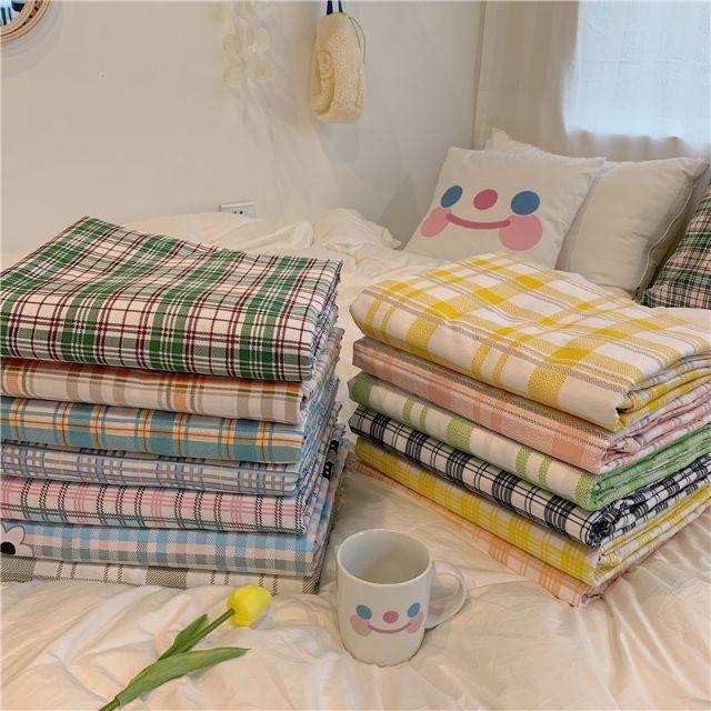 Bộ chăn ga gối 4 món kẻ hàn quốc