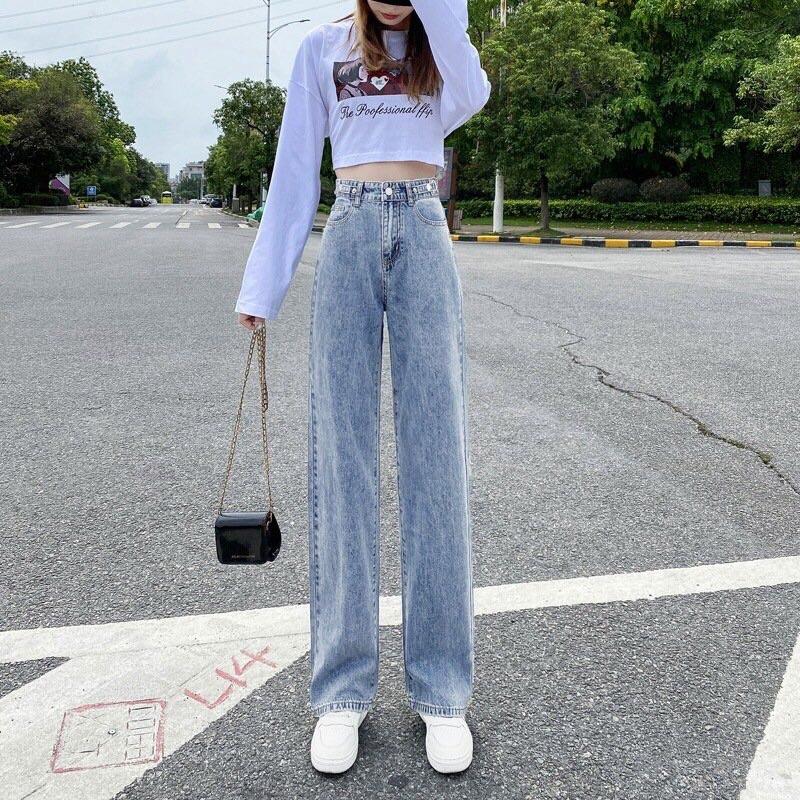 Quần jeans nữ cạp cao ống đứng cạp có thể điều chỉnh được mẫu mới 2022 hàng Quảng Châu mã #660