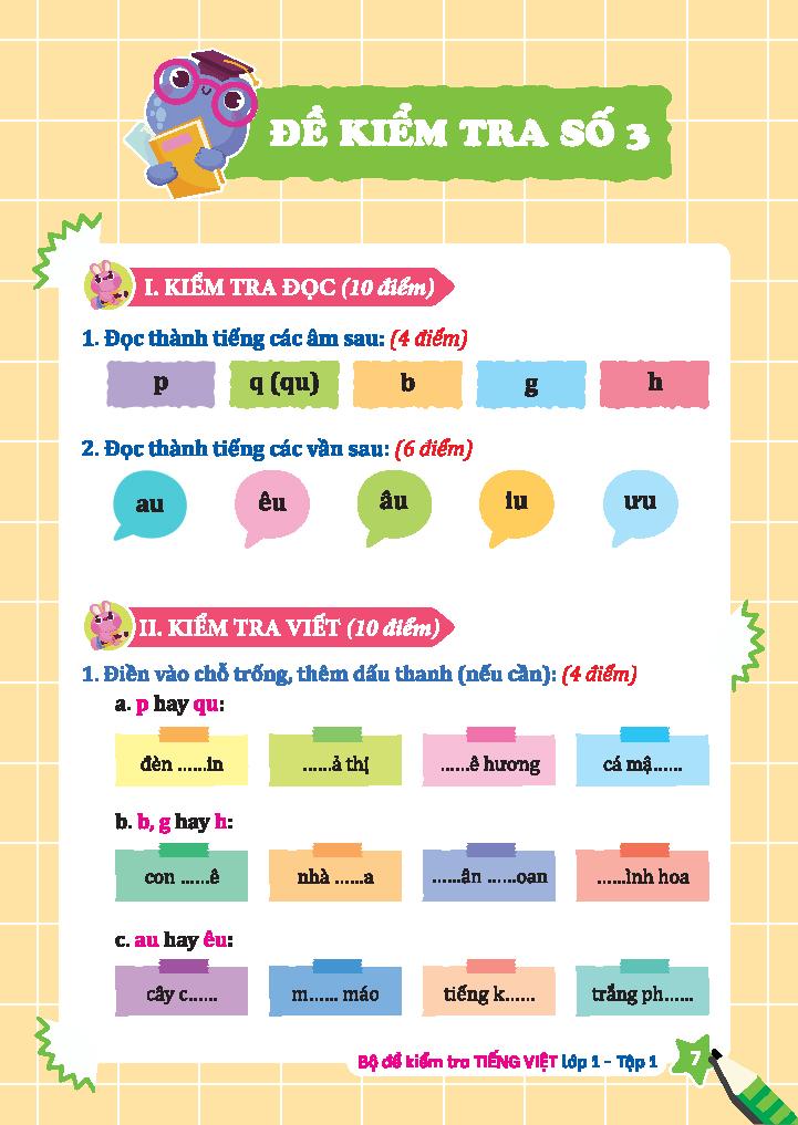 Bộ Đề Kiểm Tra Tiếng Việt Lớp 1 - Tập 1 (Kết Nối)