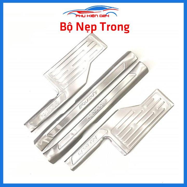 Bộ ốp bậc cửa trong ngoài nẹp bước chân Rush 2018-2019-2020 Inox chống trầy trang trí xe