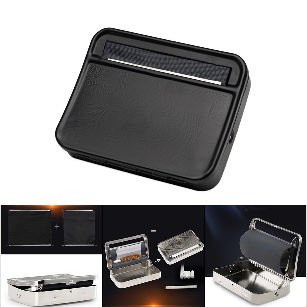 2X Metal Manual Tobacco Roller Box Machine Cigarettes Accs Black 78mm