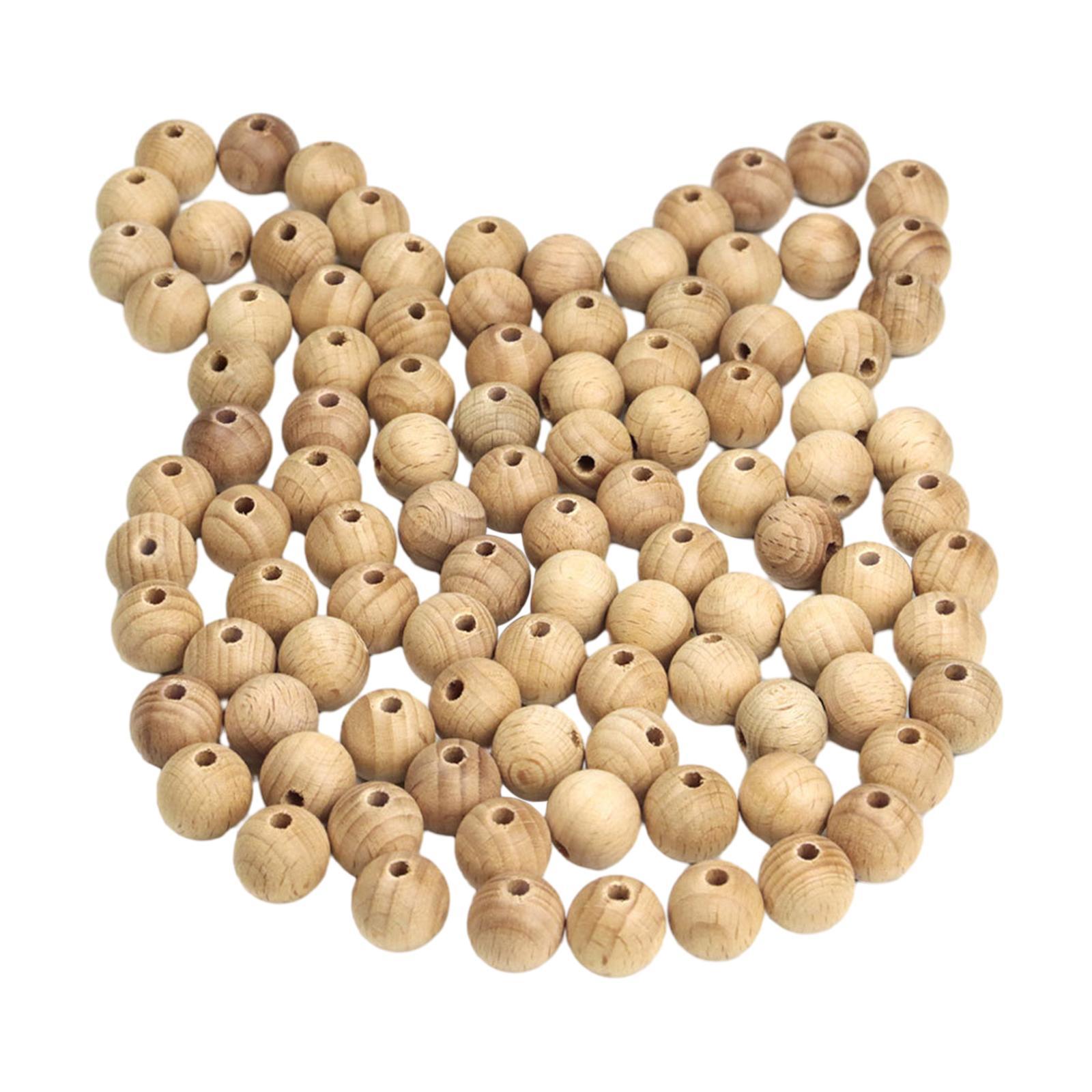 50x Wooden Beads Spacer Beads Craft Round Beads Unfinished Wood Beads for Tiered Tray Decor Party Holiday Decoration Supplies