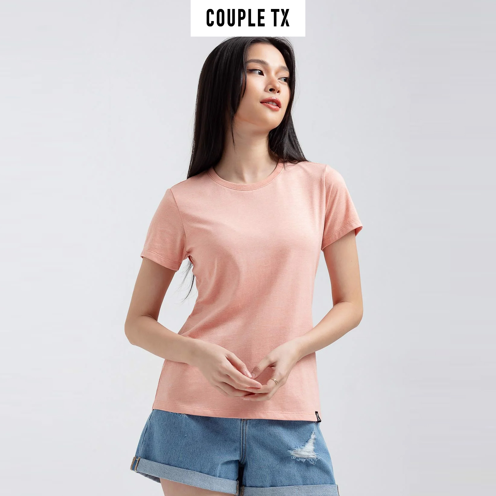 COUPLE TX - Áo Thun Nữ Cổ Tròn Slim Fit Basic WTS 2231