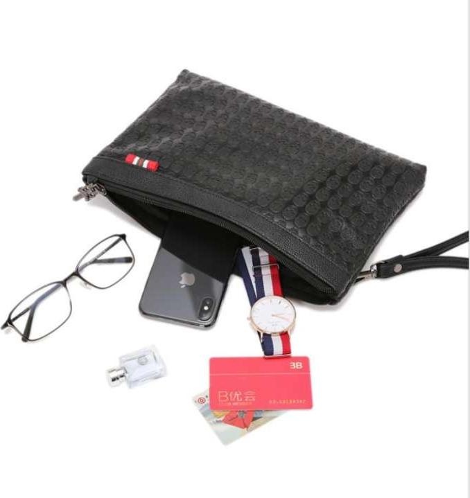 Men's Personality Pu Leather Clutch bag - Black