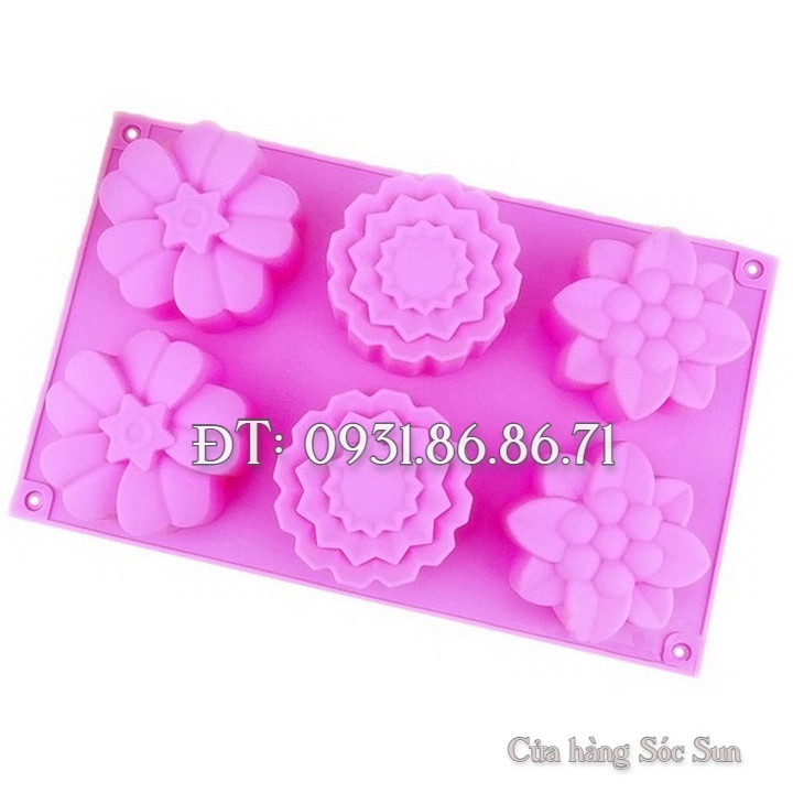 Khuôn silicon 6 hoa các loại – Mã số 1337