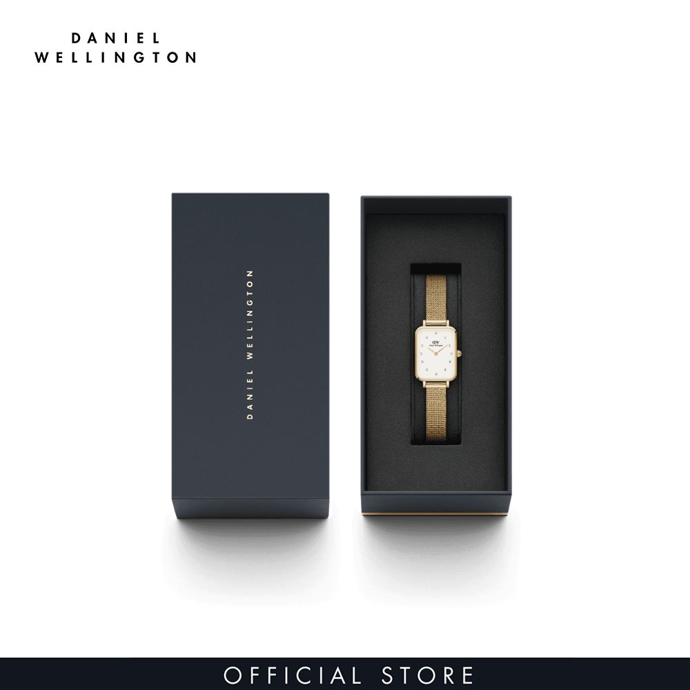 Đồng hồ Nữ Daniel Wellington Lưới - Quadro 20X26 Pressed Evergold Lumine G White 20x26 mm DW00100599