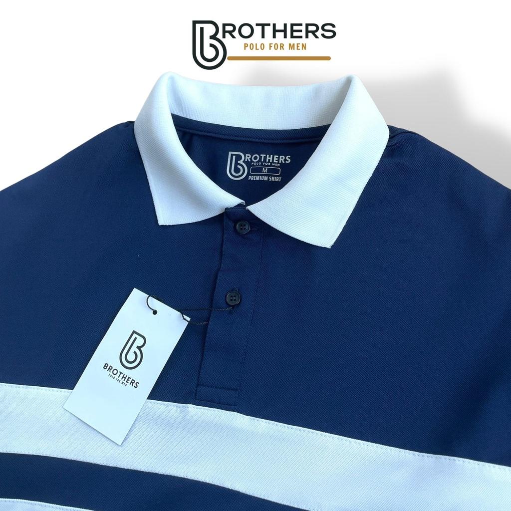 Áo thun POLO nam phối ngang BLUCO cổ trụ bẻ, vải cá sấu cotton xịn cao cấp, chuẩn phom, trẻ trung - BROTHERS