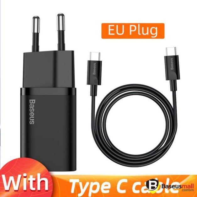 Bộ cốc sạc nhanh kèm cáp C to C Baseus Super Si Quick Charger 1C 25W Sets