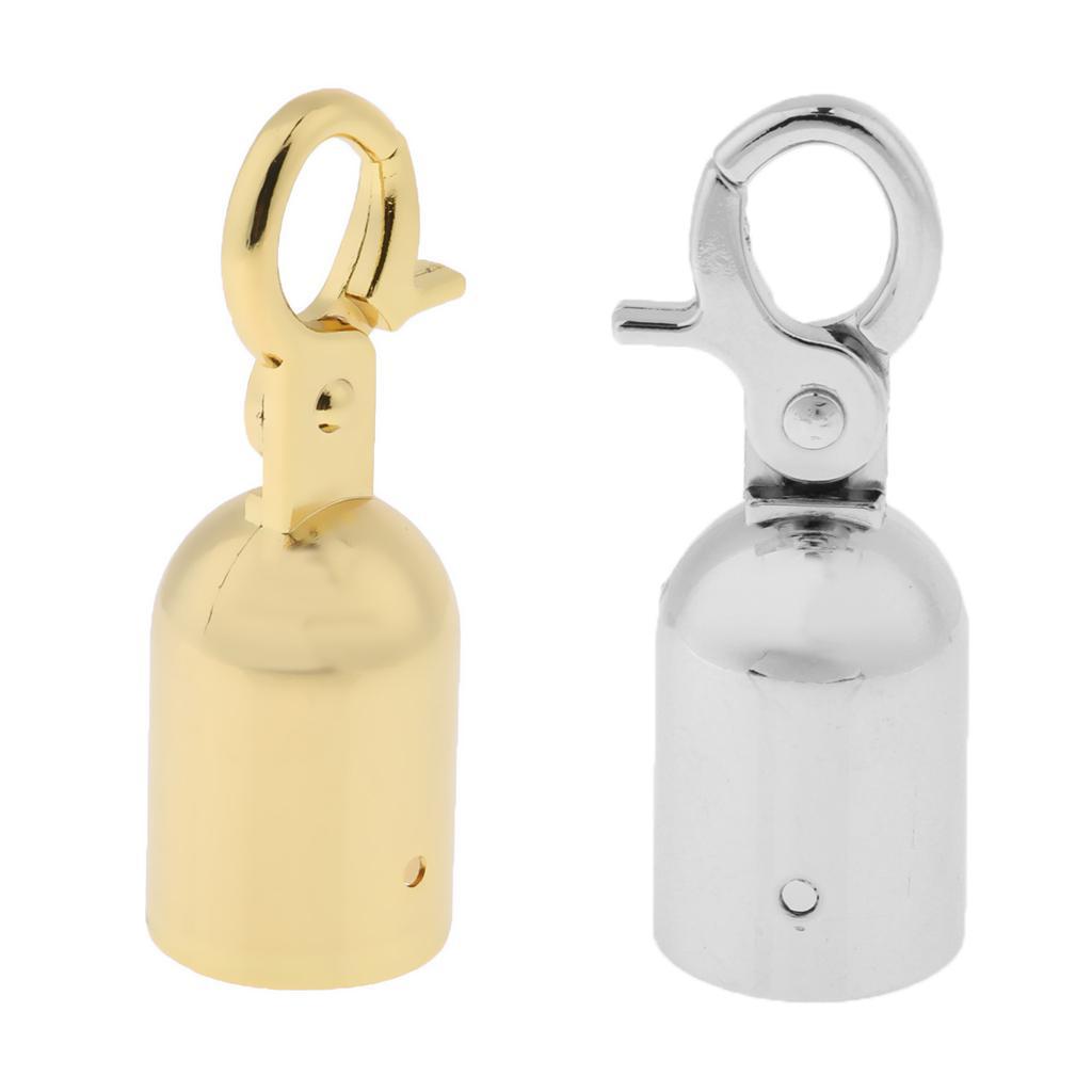 12Pcs Rope Barrier End Stopper Cord End Caps With Hook 2.5cm Silver