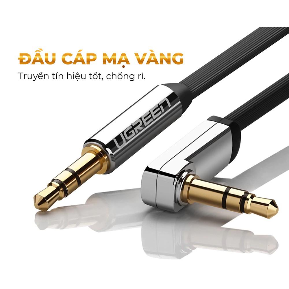 Dây Audio 3.5mm dẹt, mạ vàng 1 đầu vuông 90 độ UGREEN AV119 - Hàng chính hãng