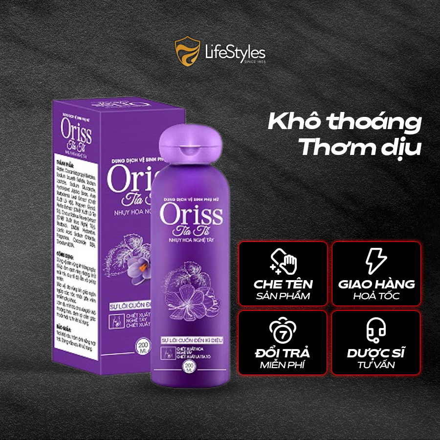 Dung dịch vệ sinh phụ nữ Oriss chiết xuất tía tô kháng khuẩn khử mùi 200ml