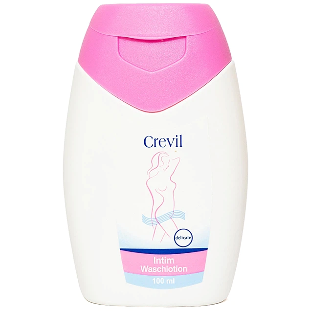 Dung dịch vệ sinh phụ nữ Crevil Intim Waschlotion thành phần chiết xuất hoa cúc La Mã và các loại thảo dược thiên nhiên, giúp diệt khuẩn, kháng viêm