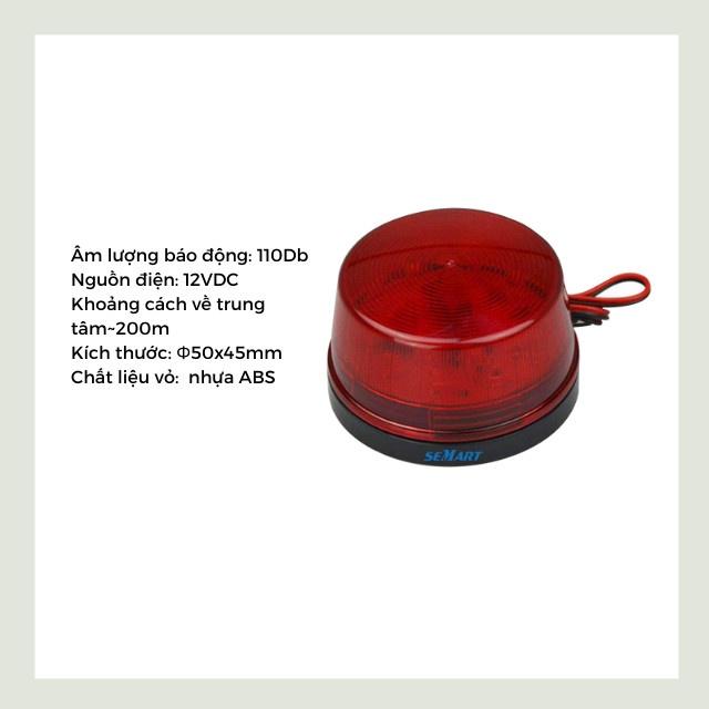 Đèn chớp xoay báo động Semart SM-104, báo ra ánh sáng đỏ cảnh báo hệ thống về tủ trung tâm khoảng c00mách 2