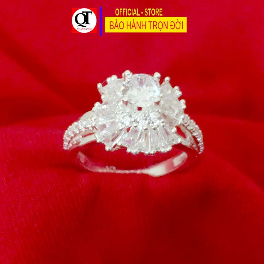 Nhẫn nữ thời trang chất liệu bạc ta gắn kim cương nhân tạo 6ly trang sức Bạc Quang Thản – QTNU.CN91