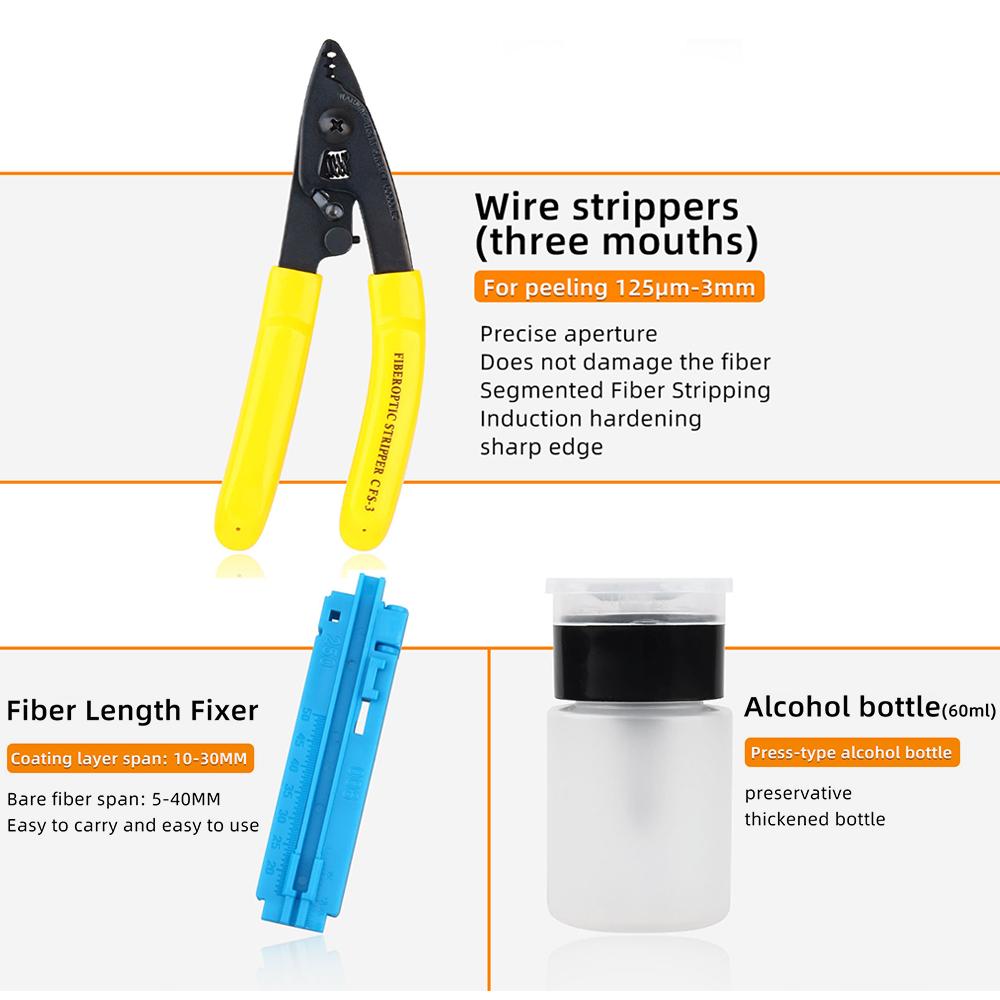 Optical Fiber Tool Set Fiber Cleaver Set Cold Contact Cutting Tool Set with Optical Power Meter Red Pen Wire Stripper