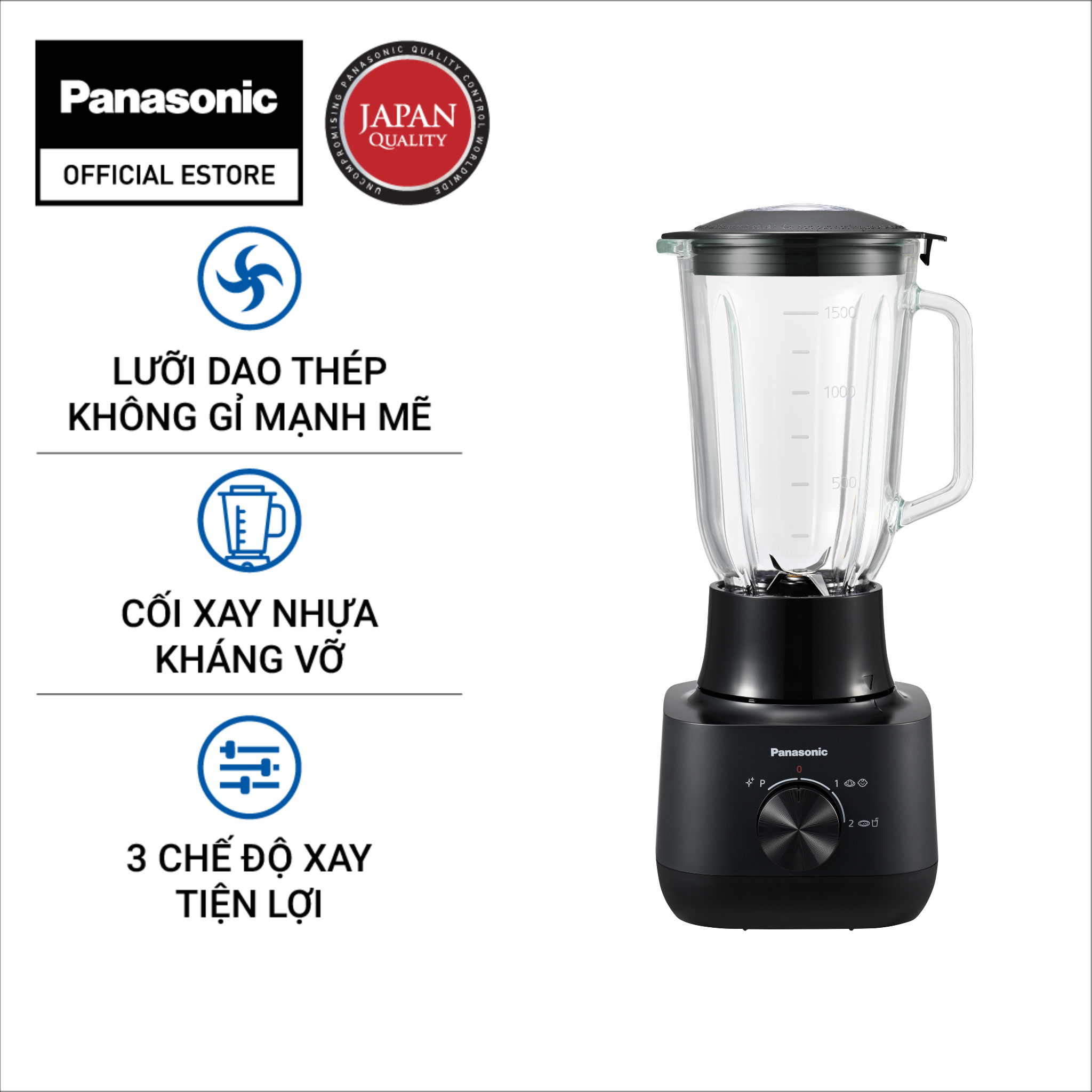 Máy xay sinh tố Panasonic MX-EG5311WRA/MX-EG5311KRA - Lưỡi dao làm bằng thép không gỉ bền bỉ và sắc bén - Thiết kế an toàn - Kèm cối xay khô -Hàng chính hãng